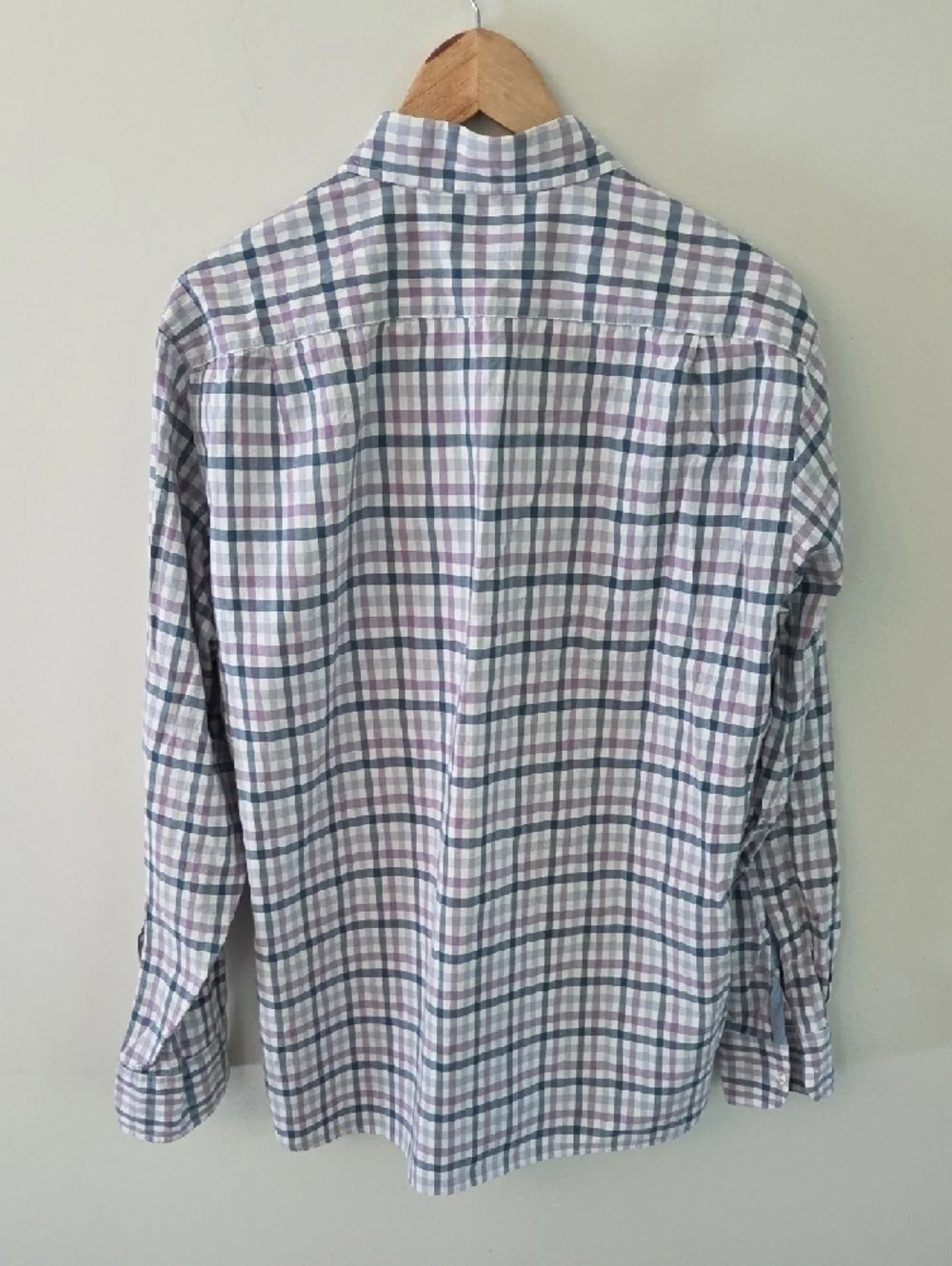 J. Crew Men's Plaid Button-Down Shirt in White, Teal & Purple 100% Cotton